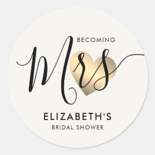 Adesivo Redondo Pearl White Tornando-se Sra. Modern Envelope Seal