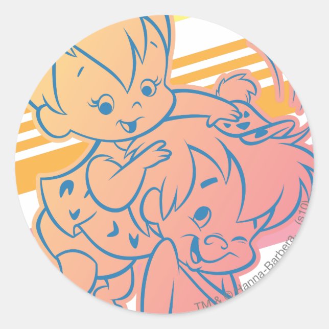 Adesivo Redondo PEBBLES™ Bam Bam em crescimento (Frente)