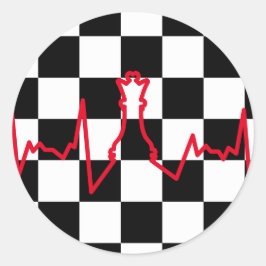 Adesivo Redondo Peça de Jogo da Rainha de Pulso do Coração Chess L