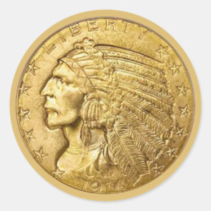 Adesivo Redondo Peça de Ouro dos EUA