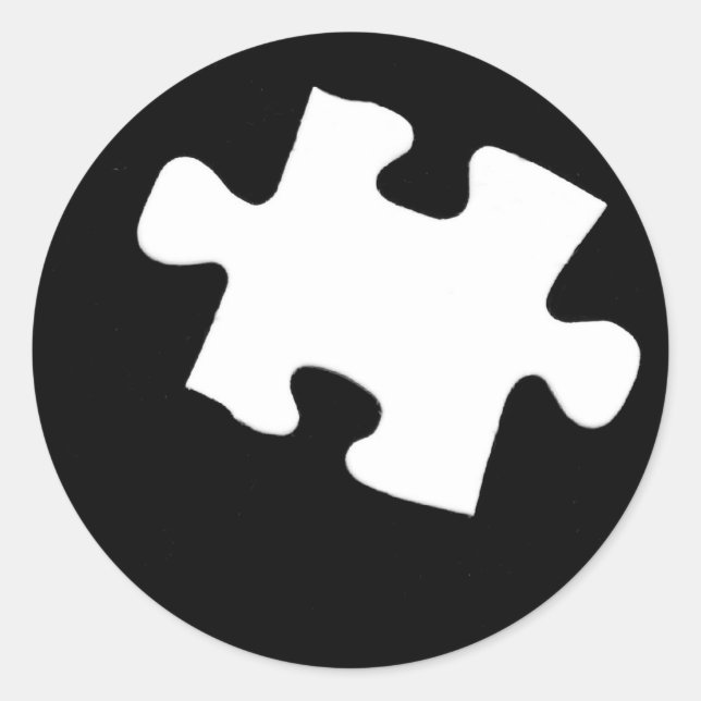 Adesivo Redondo Peça de Quebra-cabeça ausente (Frente)
