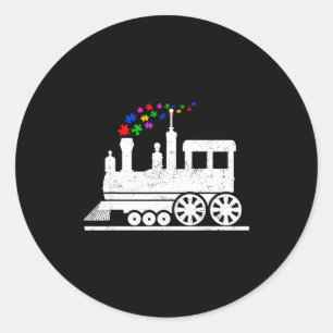 Adesivo Redondo Peça de quebra-cabeça de trem mês de conscientizaç