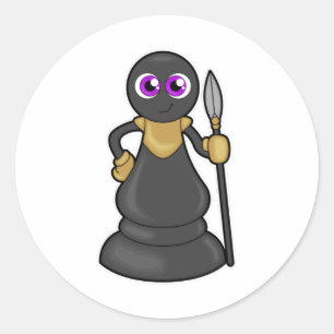 Adesivo Redondo Peça de xadrez em xadrez com lança