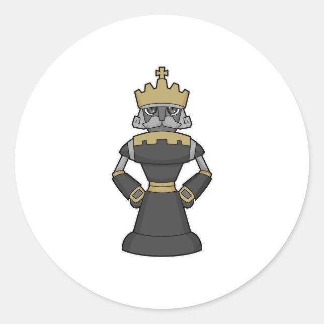 Adesivo Redondo Peça de xadrez King Crown Chess (Frente)