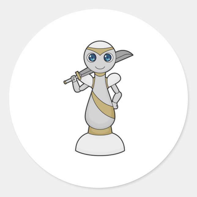 Adesivo Redondo Peça de xadrez para espadas (Frente)