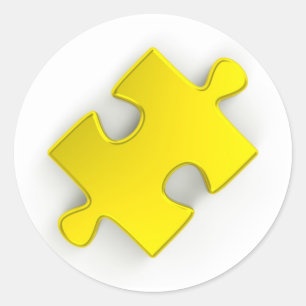 Adesivo Redondo Peça Quebra-cabeça 3D (Dourada Metálica)