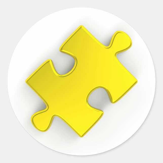 Adesivo Redondo Peça Quebra-cabeça 3D (Dourada Metálica) (Frente)