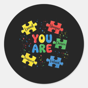 Adesivo Redondo Peças de Puzzle Escolhidas Amadas Únicas Professor