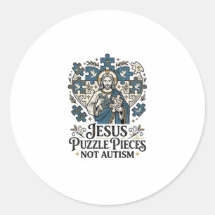 Adesivo Redondo Peças do Quebra-Cabeça de Jesus Não Autismo Peças