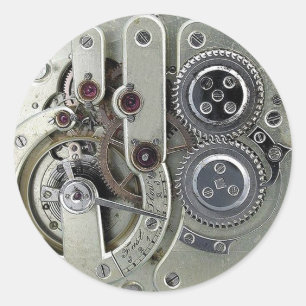 Adesivo Redondo Peças móveis a vapor prateado