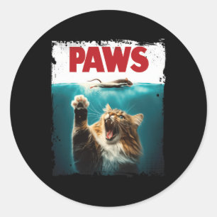 Adesivo Redondo Peças Paródia Gato Rato Humorístico Perseguindo Ra