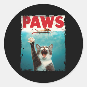 Adesivo Redondo Peças Paródia Gato Rato Humorístico Perseguindo Ra