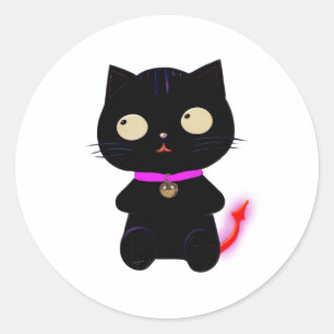 ADESIVO REDONDO PEDAÇO DE GATO DE DEMÔNIO