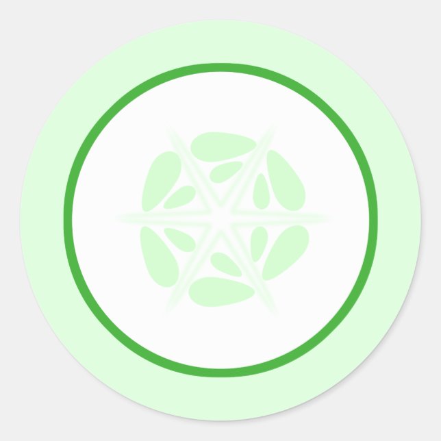 Adesivo Redondo Pedaço de pepino. Verde e Branco. (Frente)