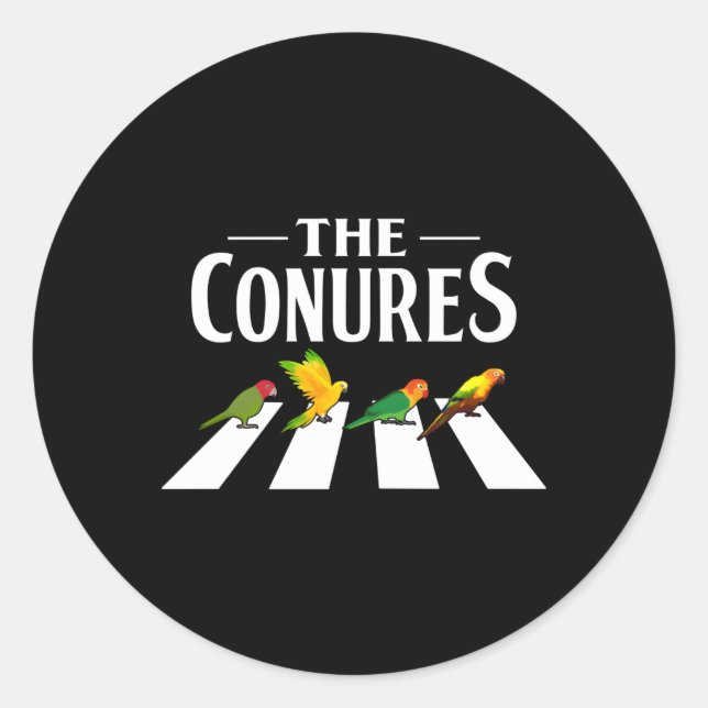 Adesivo Redondo Pedestre De Papagaio Sun Conure Para Proprietário  (Frente)