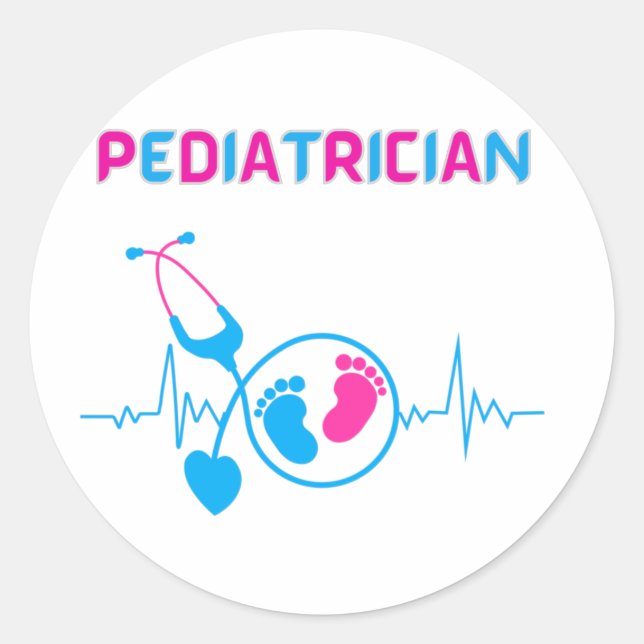 Adesivo Redondo Pediatra, médico pediátrico, médico infantil, (Frente)