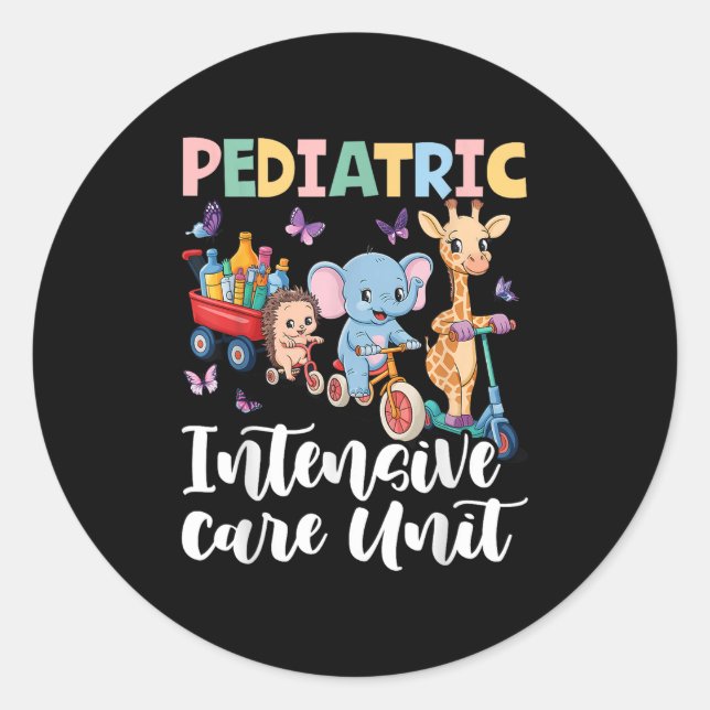 Adesivo Redondo Pediatric Intensive Care Unit Cute Animals Groovy  (Frente)