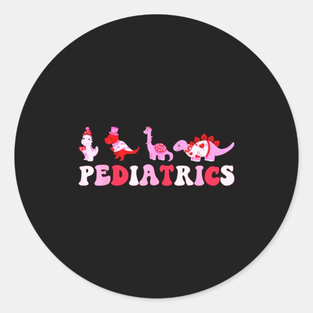 Adesivo Redondo Pediatric Nurse Peds Nursing Cute Dinosaurs Valent (Frente)
