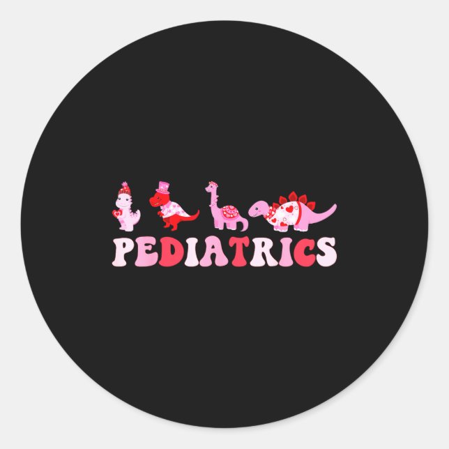 Adesivo Redondo Pediatric Nurse Peds Nursing Cute Dinosaurs Valent (Frente)