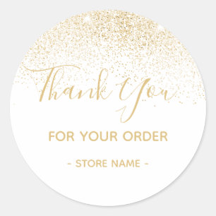 Adesivo Redondo Pedido Dourado de Falha Personalizado Obrigado