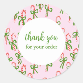 Adesivo Redondo PEDIDO OBRIGADO AO Feriado Personalizado do Xmas C