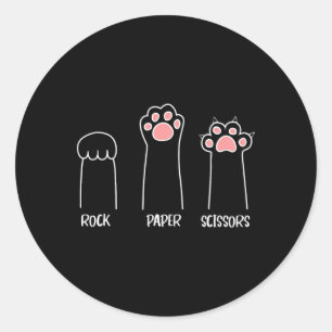 Adesivo Redondo Pedra de Papel de Pedra de Mão Gato de Mão Gato de