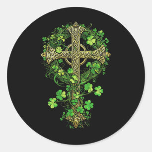 Adesivo Redondo Pedra De Rua De Vestuário Da Cruz Celular Irlandes