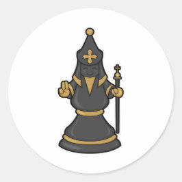Adesivo Redondo Pedra de xadrez Bishop no Chess com Funcionarios