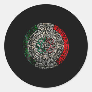 Adesivo Redondo Pedra do Sol do Calendário Asteca Arte Mexicana Es