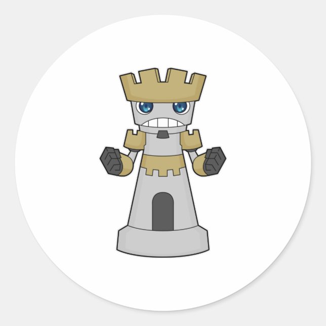 Adesivo Redondo Pedra do Xadrez Rook Chess (Frente)