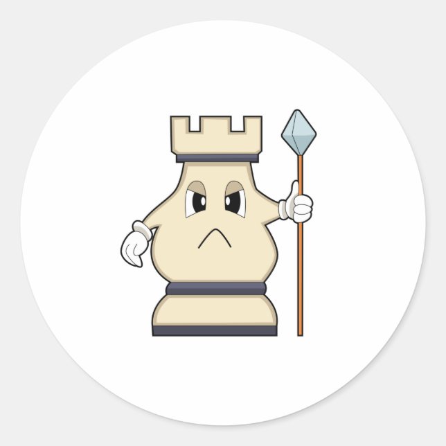 Adesivo Redondo Pedra do xadrez Rook em Chess.PNG (Frente)