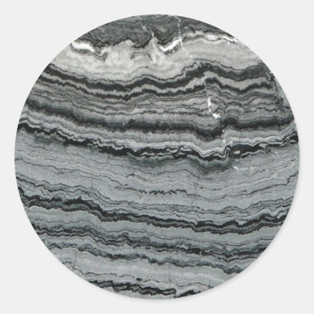 Adesivo Redondo Pedra negra do mármore branco-preto (Frente)