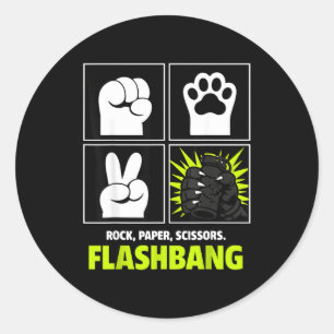 Adesivo Redondo Pedra papel tesoura flashbang patas de gato engraç