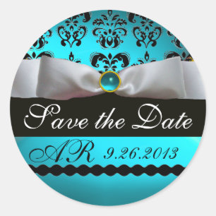 Adesivo Redondo Pedra preciosa PRETA & BRANCA do MONOGRAMA da FITA