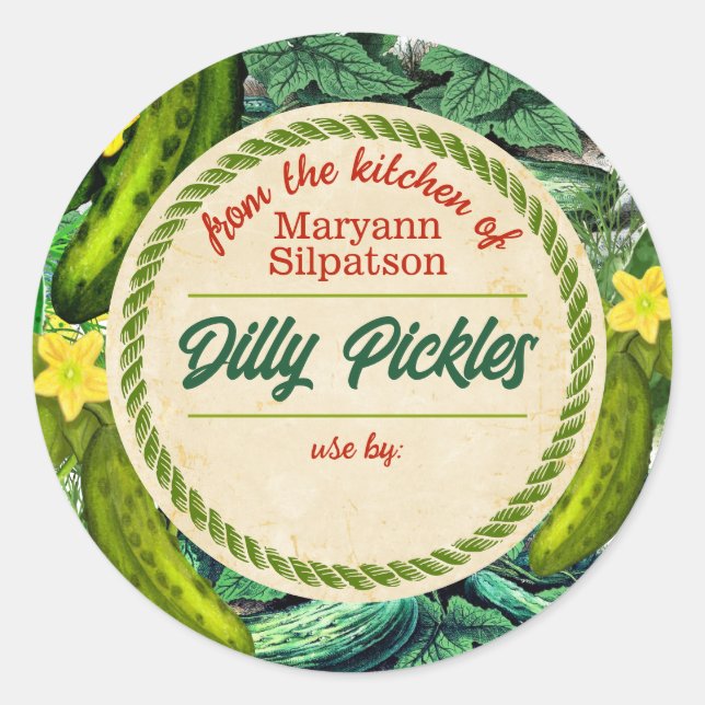 Adesivo Redondo Pedras de conserva personalizadas da cozinha de c (Frente)