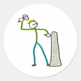 Adesivo Redondo Pedreiro Stickman