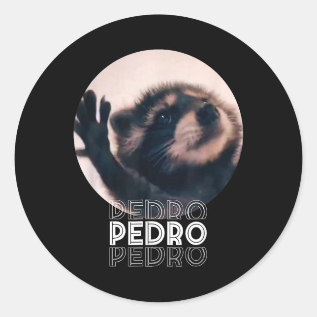 Adesivo Redondo Pedro Racoon Dance Popular Internet Memache D (Frente)