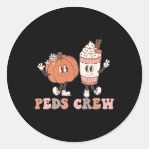 Adesivo Redondo Peds Crew Pumpkin Dia de Ação de Graças Nurs Pediá