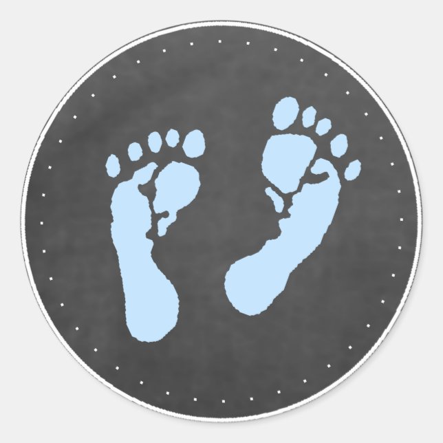 Adesivo Redondo Pegadas azuis (Frente)