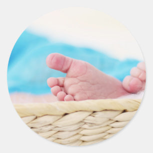 Adesivo Redondo pegadas bonitos recém-nascidas dos pés dos bebê