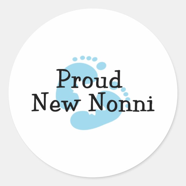 Adesivo Redondo Pegadas do Bebê Menino Novo Nonni Orgulhoso (Frente)