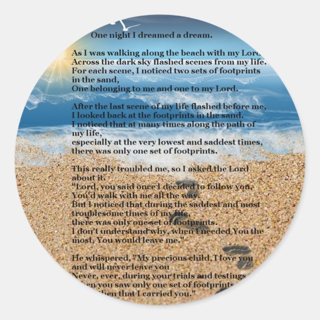 Adesivo Redondo Pegadas na areia (Frente)