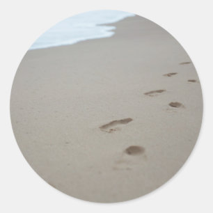 Adesivo Redondo Pegadas na praia