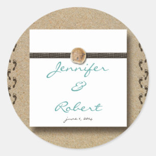 Adesivo Redondo Pegadas no Selo de Envelope de Areia