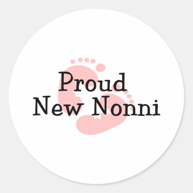 Adesivo Redondo Pegadas Orgulhosas da Nova Bebê Nonni Menina (Frente)