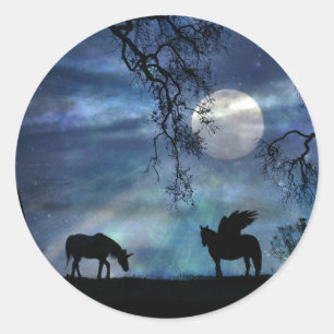 Adesivo Redondo Pegasus e Unicorn Super Moon Stickers