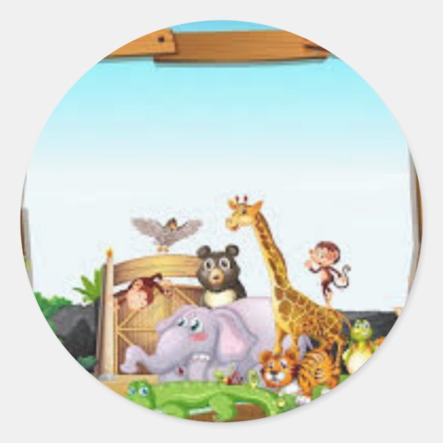 ADESIVO REDONDO PEGATINA ANIMALES DE LA SELVA (Frente)