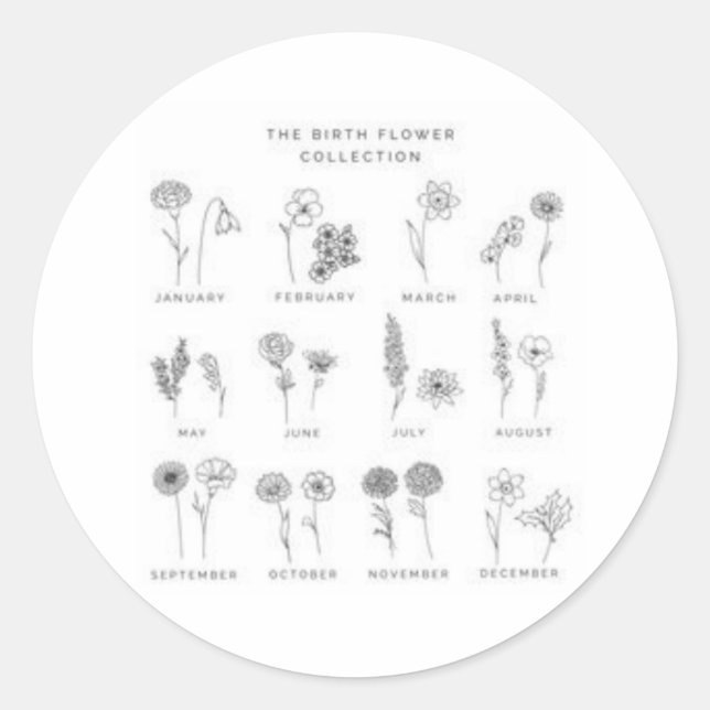 Adesivo Redondo pegatina con la flor de cada mes (Frente)