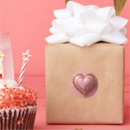 Adesivo Redondo Pegatina corazón rosa con detalles dorados estétic