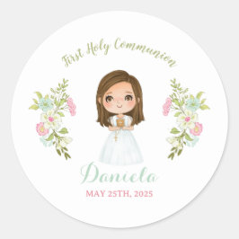 Adesivo Redondo Pegatina DANIELA Primera comunión